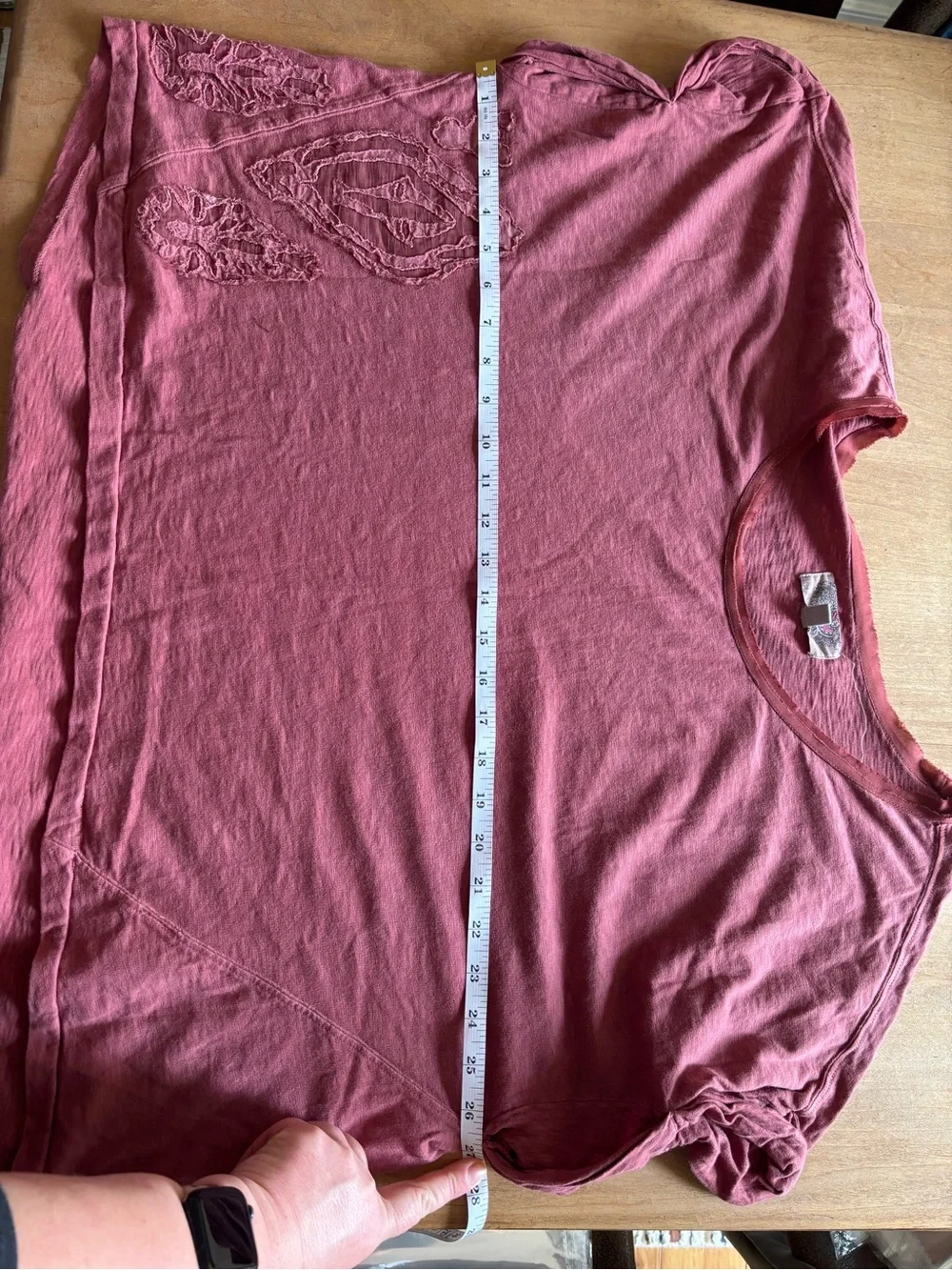 Free People Boho Embroidered Cotton T-Shirt L Faded Grunge Boho Fairy Cottage